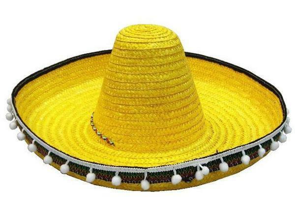 YELLOW SOMBRERO HAT W TASSELS dress up fiesta party hats costume mexico ...