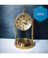 Vintage Maritime Shinny Brass Dome Lens Table Desk Clock with Compass Of... - $33.24