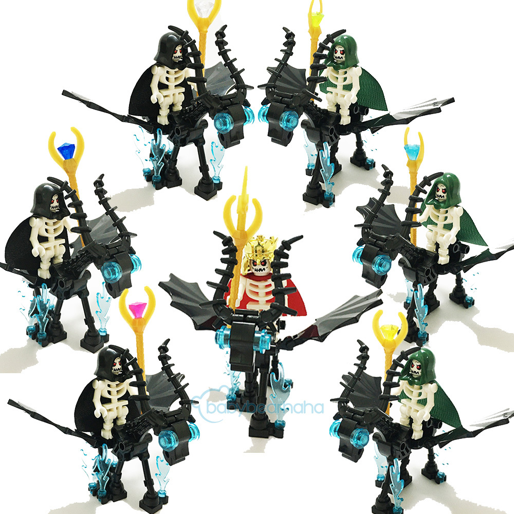 14PCS MiniFigures Death mage+King with Skeleton DEATH HORSE Army Bricks MOC Toys