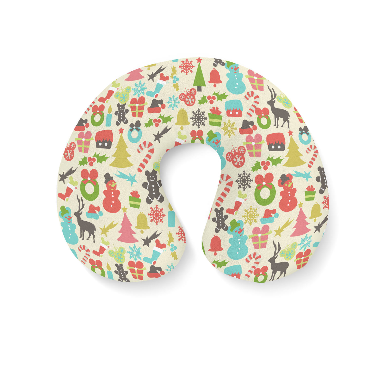 Hidden Mickeys Colorful Retro Disney Christmas Travel Neck Pillow Travel Pillows