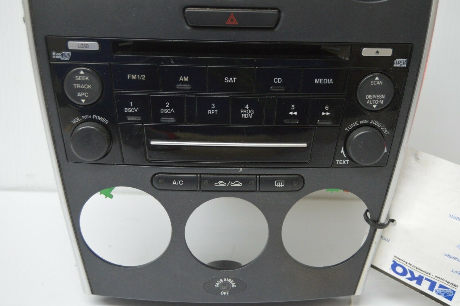 20062008 MAZDA 6 RADIO CD PLAYER OEM RADIO CQEM4660AK