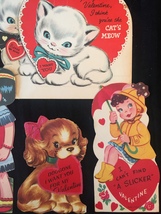 Set of 7 Vintage 50s illustrated Valentine Card Art (Set A) image 4