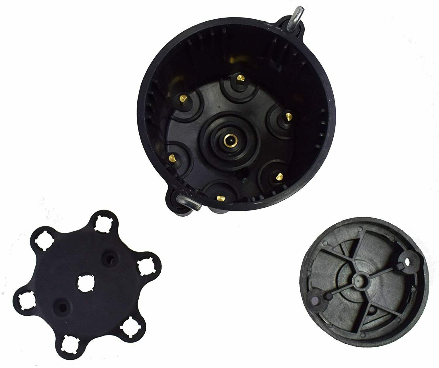 Pro Series Distributor Cap & Rotor Kit 6Cylinder Male Black Caps