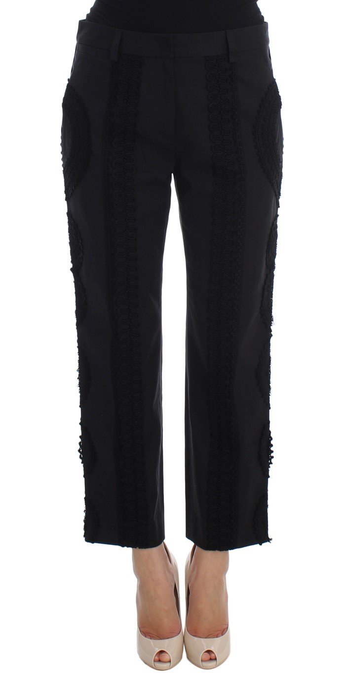 Black Cotton Stretch Torero Capris Pants - Fashion