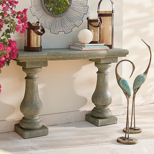 Handcrafted Cast Faux Stone Granite Outdoor Console Table Patio Garden