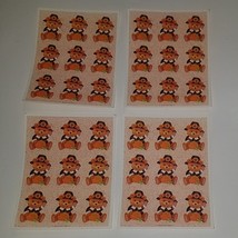 VTG Hallmark Teddy Bear Pilgrim Pumpkin Thanksgiving Stickers ~ Lot of 4 Sheets - $16.79