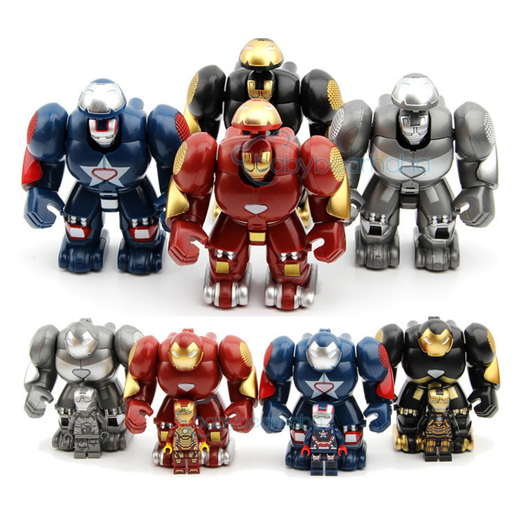 4Pcs Super Heroes Iron Man + Hulkbuster Figure Set Minifigures Bricks MOC Toys