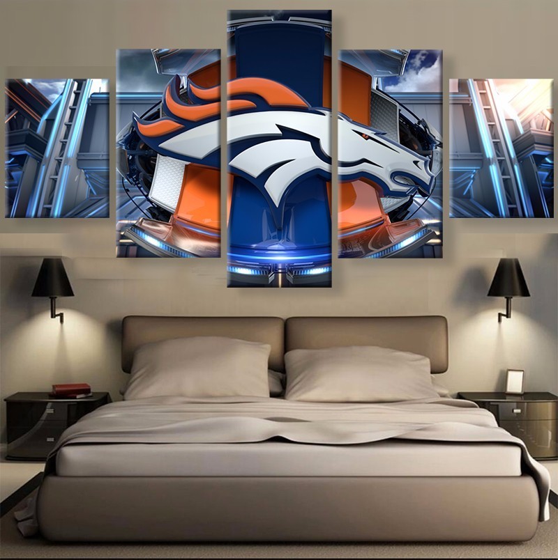 5 Panel Denver Broncos Sports Team Printed Canvas Paintings Wall Art