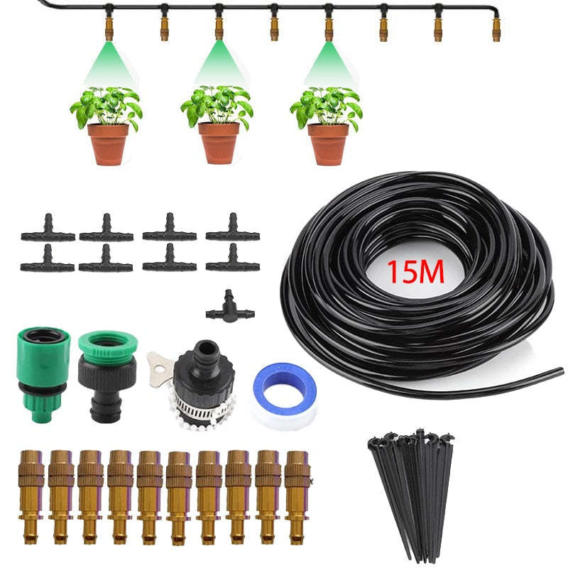 15M DIY Garden Watering System Automatic Drip Irrigation System Kit Gardening To