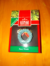 Hallmark 1991 Miniature Keepsake Fancy Wreath Christmas Ornament - $4.26