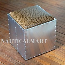 Aeromen Ottoman + Aluminum | Metal Modern Designer Furniture Silver Aviation Fur