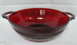 Vintage Anchor Hocking Coronation Ruby Red Glass Large Handle Serving Bowl  - $20.00