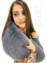 Fox Fur Stole 55' (140cm) Saga Furs Grey Fur Collar Boa Wrap image 3
