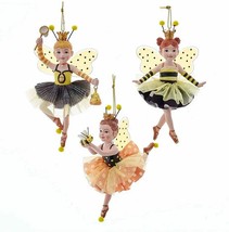 Kurt Adler Set Of 3 Bumble Bee Girl Ballerina w/TUTU & Wings Christmas Ornaments - $39.88