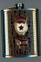 237ml russian stainless steel drinking flask metal flag &amp; ussr cccp emblem - $27.18