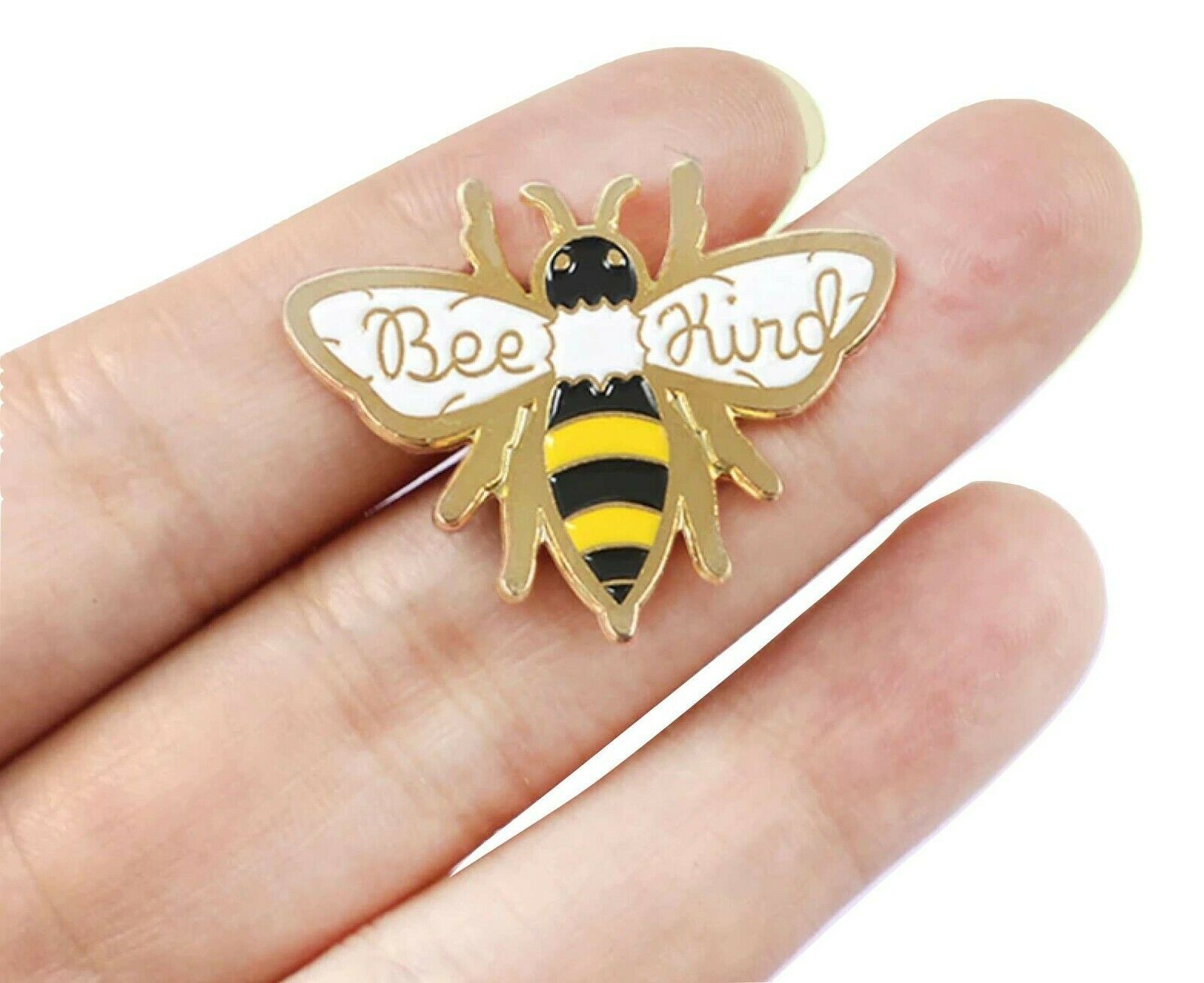 Bee Kind Pin Badge Bumble Bee Gold Tone Vintage Style Metal Enamel Brooch Broach Pins & Brooches