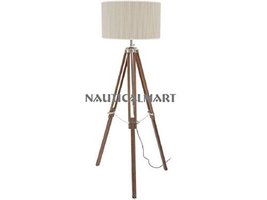 Designer Floor Lamps Living Room - Natural Wood Tripod Floor Lamp - By Nauticalm