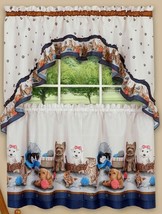 Kitchen Curtains Set: 2 Tiers (57"x36") & Swag Precious Pets, Cats & Dogs, Achim - $23.75