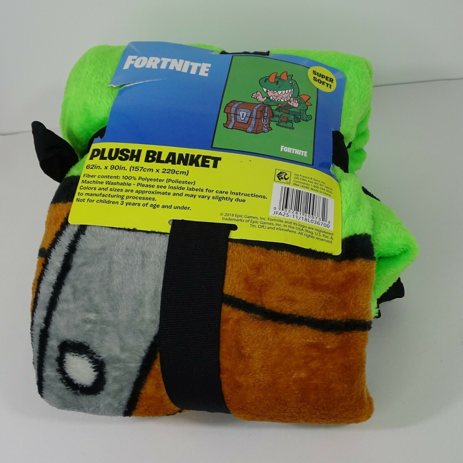 Fortnite Rex Blanket Plush Soft Fleece Neon Green 62 x 90 Kids Bedding