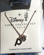 Disney Park Mickey Faux Gem Icon Lower Case Letter Initial P Necklace Gold Color