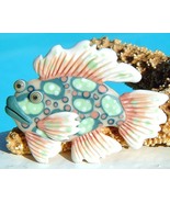 Vintage Tropical Fish Pin Brooch 1993 Handcrafted Clay Artist Signed - $17.95