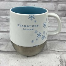 Starbucks Holiday 2007 Snowflakes Mug Coffee Cup Ceramic Stainless Steel... - $21.14