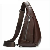 Men&#39;s Leather Sling Shoulder Bags Casual Travel Messenger Bag Chest Pack - $44.99
