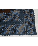 handcrafted crochet afghan city lights blue brown 57 x 42 throw lap  - $45.00