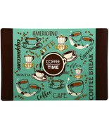 Set of 4 Kitchen Vinyl NON CLEAR Placemats, TYPES OF COFFEE, COFFEE TIME... - $16.82