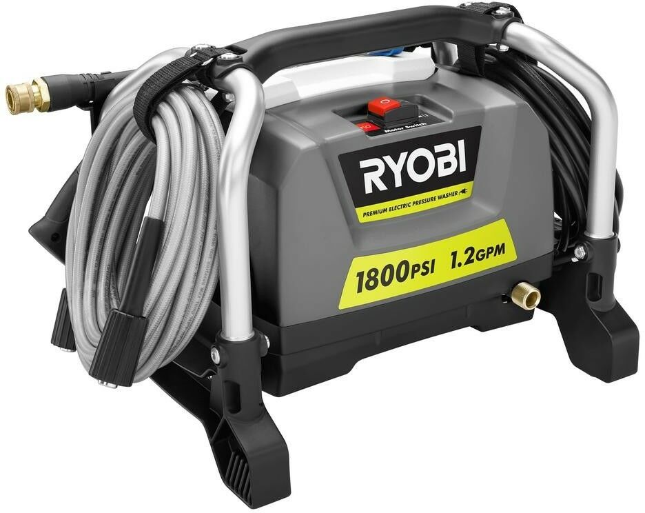 Ryobi Electric Pressure Washer 1,800 PSI 3QuickConnect Nozzles Detergent Tank Pressure Washers