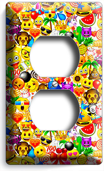TEXT EMOJI SMILEY POOP SYMBOLS SINGLE LIGHT SWITCH WALL PLATE COVER HOME DECOR 