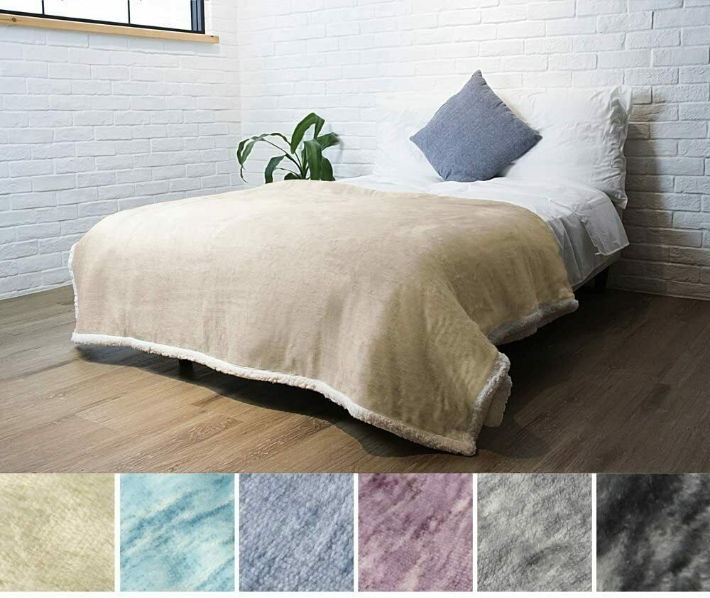 Fleece Blanket Beige Sherpa 60