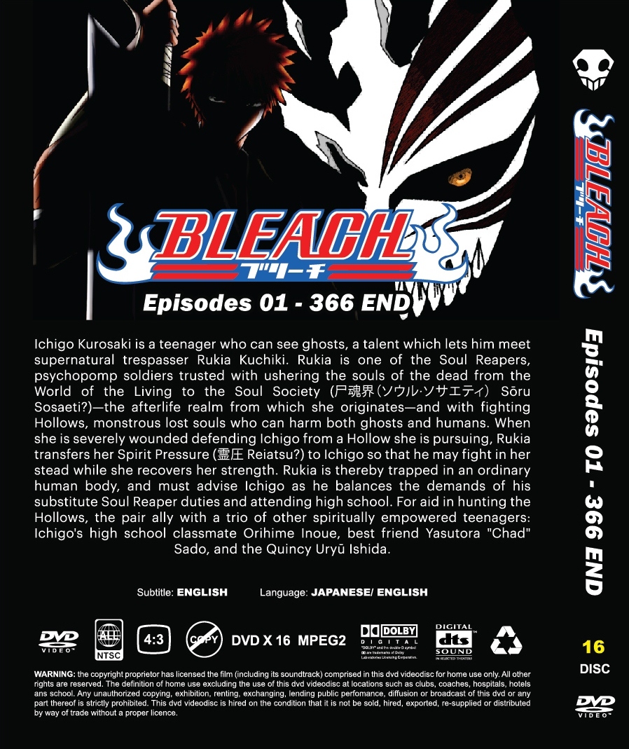 DVD BLEACH COMPLETE COLLECTION (EPS 1 366 END) 2 BOX SET ENGLISH