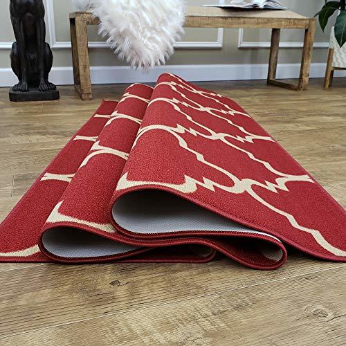 Area Rug 3x5 Red Trellis Kitchen Rugs and mats Rubber Backed Non Skid