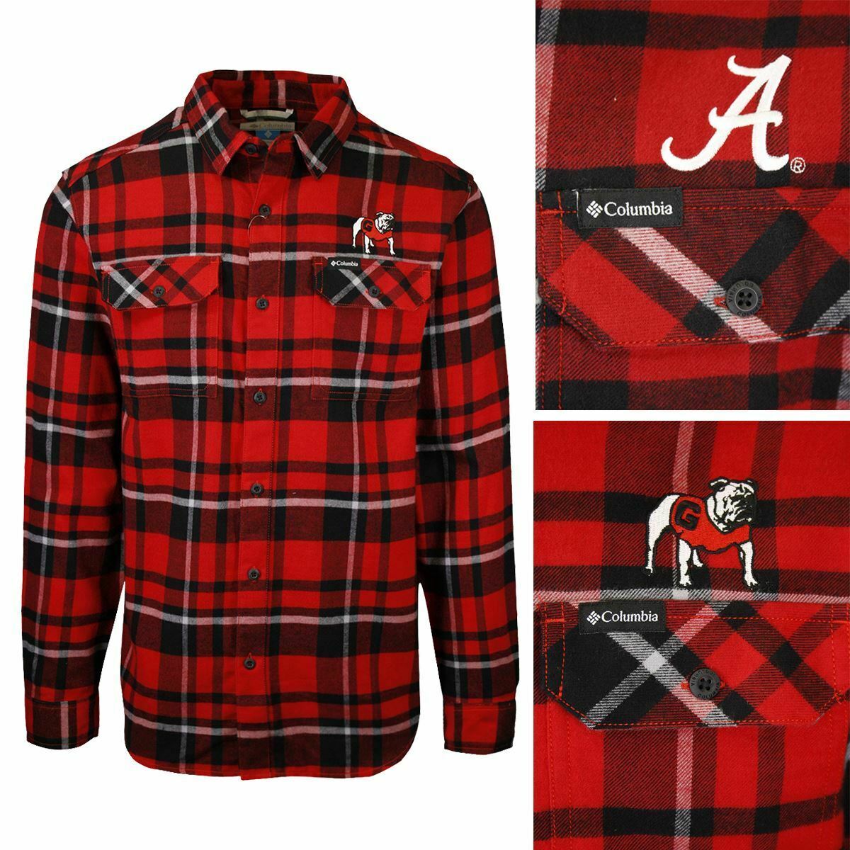 Columbia Men's Alabama Crimson Tide CLG Flare Gun Plaid L/S Flannel Shirt (766)