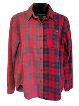 Mimi Chica Dipped Bleached Flannel Shirt Red Plaid Distressed Ladies Siz... - $21.66