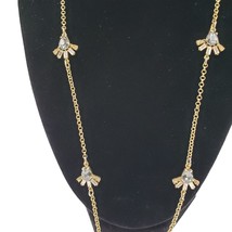 Ann Taylor Long Necklace Gold Tone with Rhinestones - $17.64
