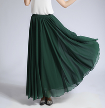DARK GREEN Chiffon Skirt Plus Size Full Long Chiffon Skirt Beach Skirt image 2