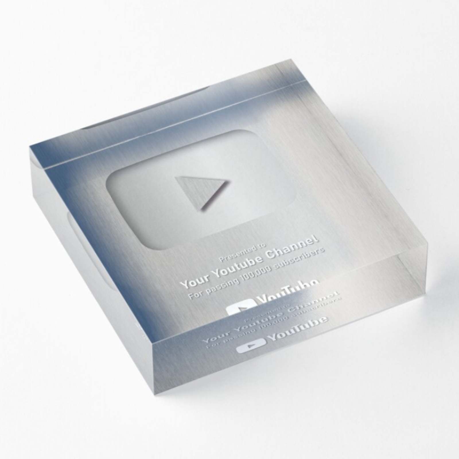 YouTube Award Plaque with the Silver Play Button for your YouTube ...