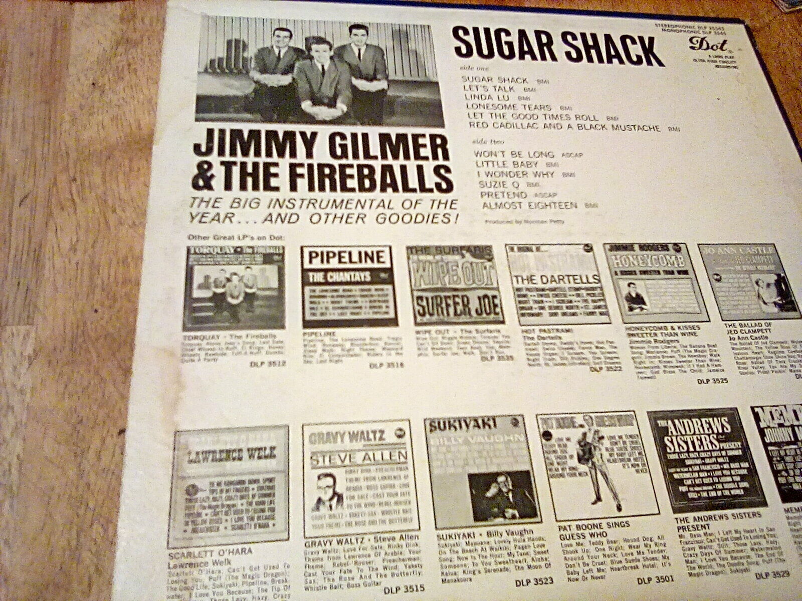 Jimmy Gilmer and the Fireballs Sugar Shack DLP 25545 vinyl Dot Records