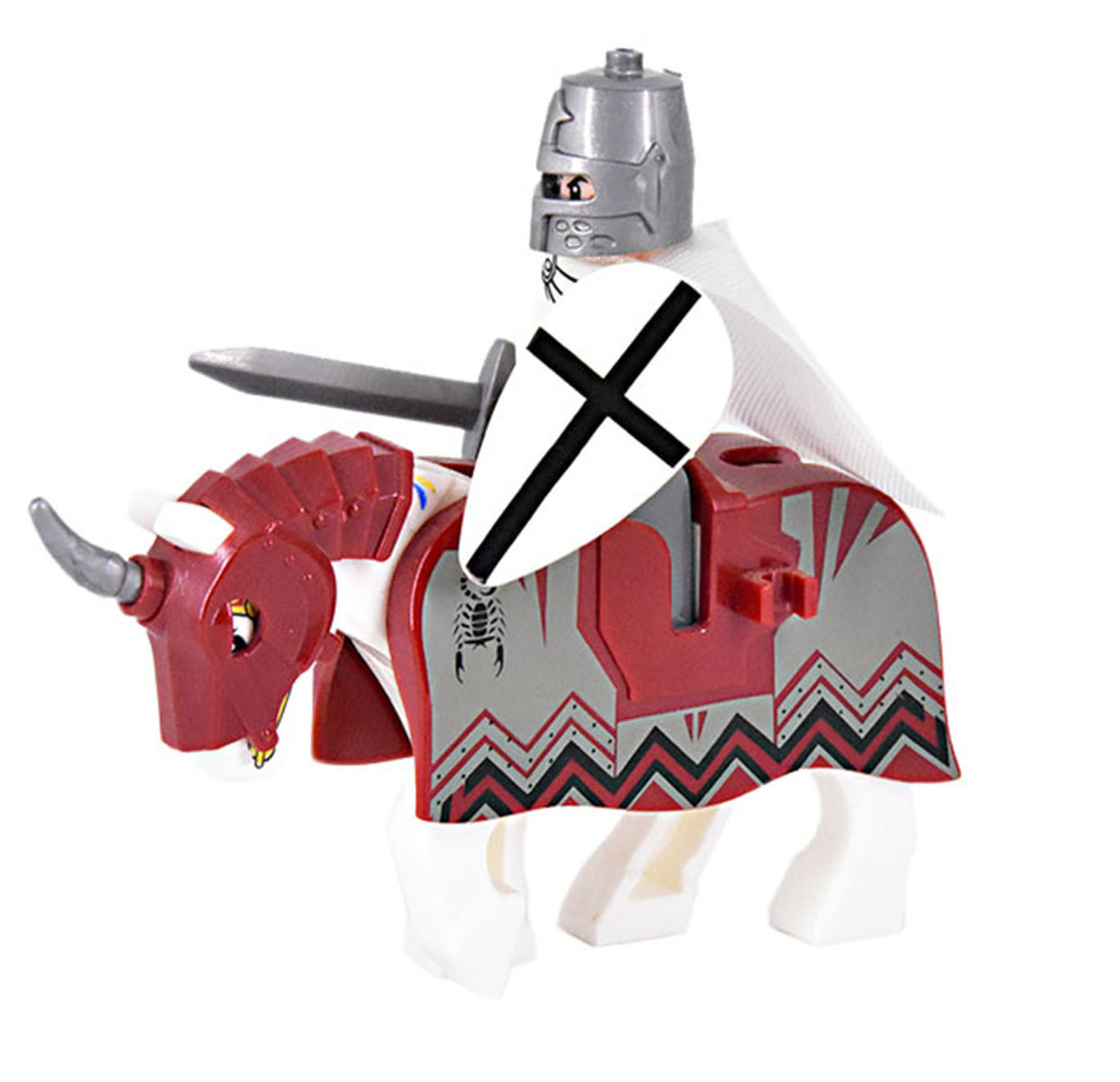 1pcs Medieval Castle Mounted Crusader Knight Custom Bricks