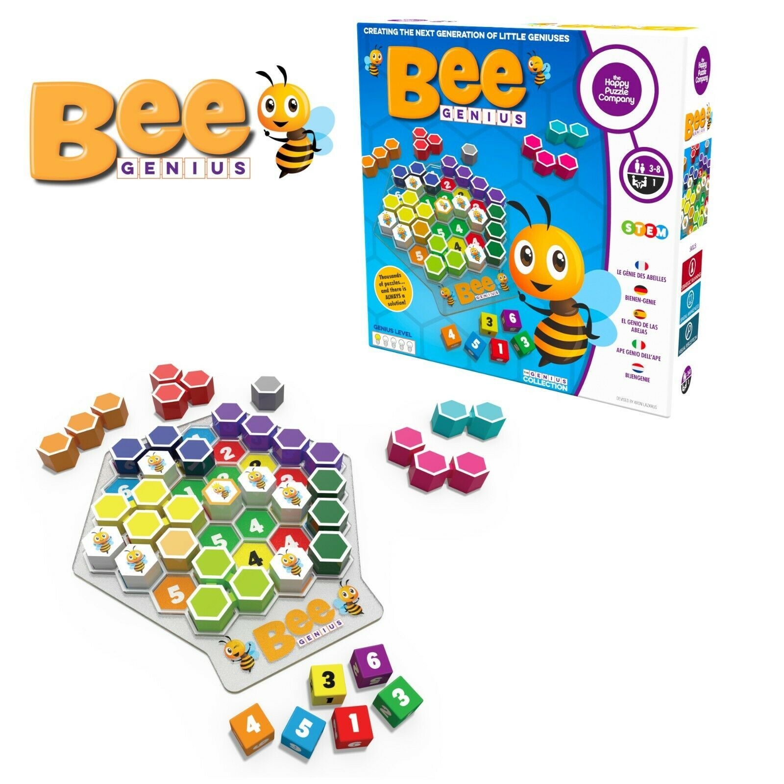 Bee Genius - Award Winner Family Board Game. 46,656 Possible Solutions