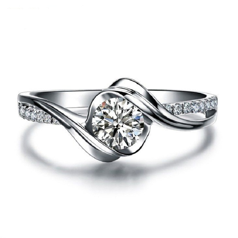 Round Cut Sim Diamond Promise Engagement Ring 14k White Gold Plated 925