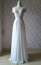 WHITE Chiffon Maxi Skirt Full Long Chiffon White Wedding Skirt Plus Size image 5