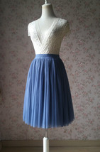 DUSTY BLUE Midi Tulle Skirt Plus Size High Waisted Midi Bridesmaid Tulle Skirt image 2