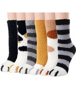Women Fuzzy Socks 6 Pairs Cozy Soft Fluffy Cute Cat Animal Slipper Socks... - $23.27