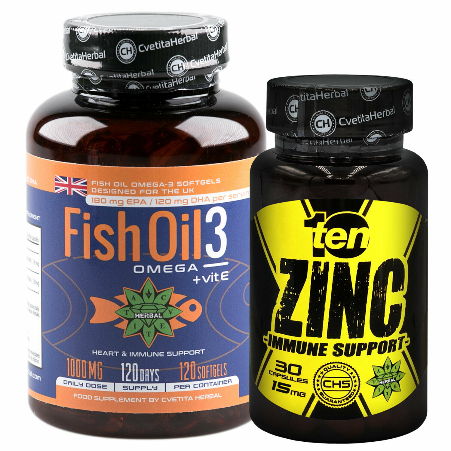 TEN Zinc Citrate Immune System Fish Oil 120 EPA