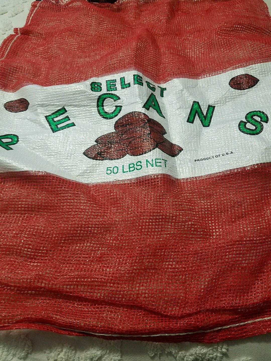 Select Pecans Walnuts Peanuts Mesh Bag Only 50 LBS U.S.A Drawstring Reusable Packing