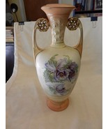 Vintage Royal Wettina Austria Hand Painted Vase with Purple Flowers 12.5&quot; - $222.75