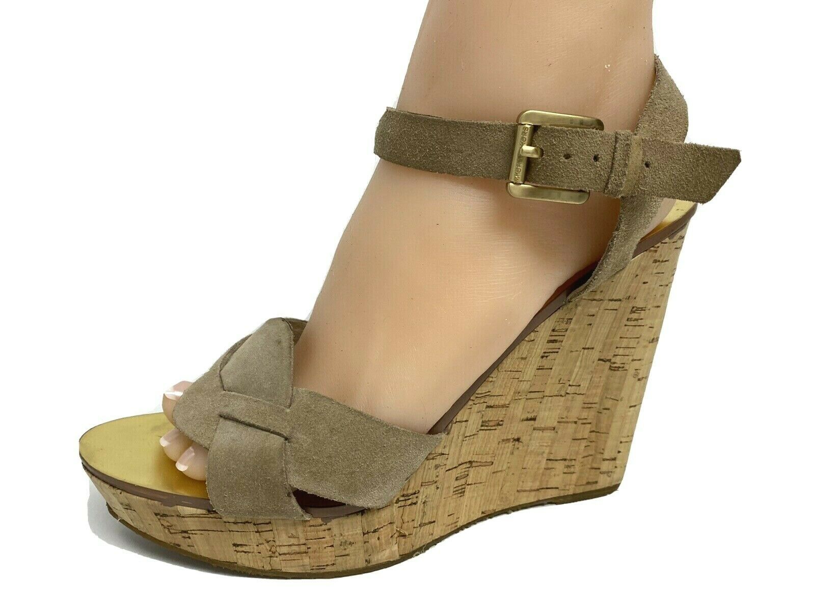 Primary image for Michael Kors wedge sandals heels platform leather ankle strap size US 9.5M